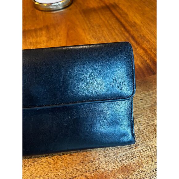 Vintage Monsac Original Leather Trifold Wallet with Snap Closure Black - Picture 8 of 10